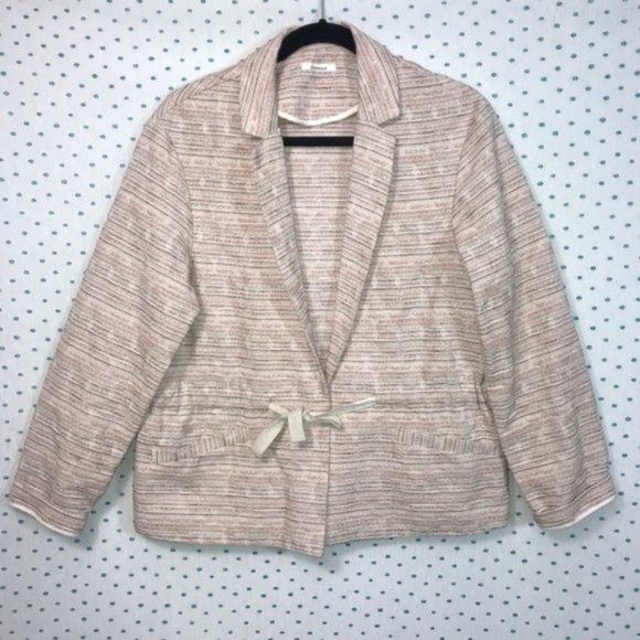 Promod Jackets & Blazers - Promod Women's Pink Striped Tie Front Blazer